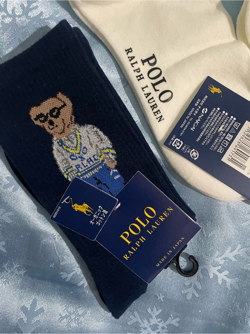 Polo by Ralph Lauren Polo Bear Crew Socks in White, Gray, Navy, Cream - Picture 5 of 7